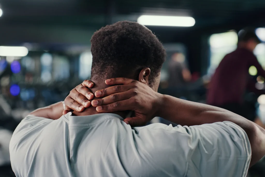 Man with sore body areas